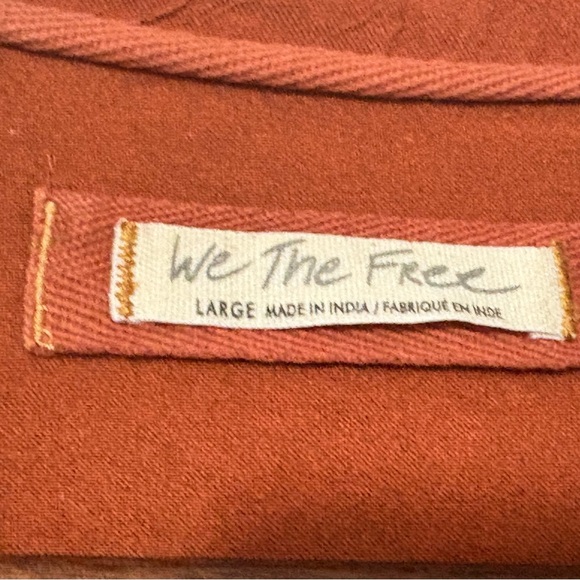 We The Free Share Good Vibes Button Down Shirt Rust Orange Boho Size L - Picture 6 of 12